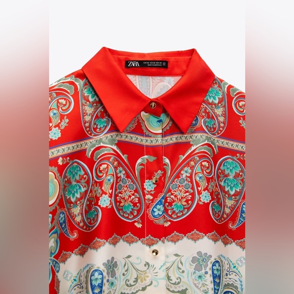 Zara Multicolor Printed Button Up Maxi Shirt Dress NWT - Picture 4 of 8